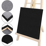 URATOT 9 Pieces Black Blank Cotton Stretched Canvas Assorted Size Art Canvas Black Artist Blank Canvas Creative Blank Painting Panels Acrylic Oil Water Painting Board for Painting