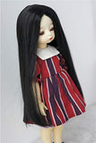 JD016 6-7'' 16-18CM Long Forest Straight Doll Wigs YOSD 1/6 Synthetic Mohair BJD Doll Accessories (Black)