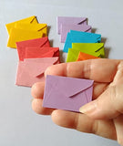 100 Tiny Miniature Envelopes, 1x1.5", very tiny cute tooth fairy envelopes, a set of 100 color envelopes