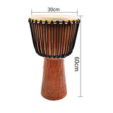 African Drum 12 Inch African Drum Musical Instrument West African Bongo Drum Hand Made Carving Craft for Performances (Color : Wood, Size : 12 Inch)