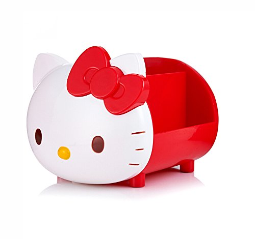 YOURNELO Pretty Multifunctional Hello Kitty Pen Pencil Holder Desk Organizer Accessories (Red)