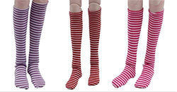 Fully 3 Pairs Leggings Trousers Long Stocks Stocking Fits Mini 1/3 60cm BJD DOD LUTS SD Dolls (Rose Red,Red,Purple)