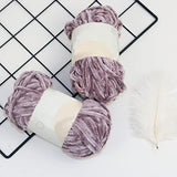 2 Roll Yarn for Knitting Crochet Velvet Yarn Knitting Yarn Fabric Cloth T-Shirt for DIY Craft Handmade Velvet Coarse Wool Thread Hook Shoe Thread Stick Needle Scarf Thread - Iris Grey 175 Yards