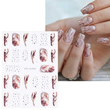 JMEOWIO 8 Sheets Marble Nail Art Stickers Decals Self-Adhesive Pegatinas Uñas French Tip Wave Line Nail Supplies Nail Art Design Decoration Accessories