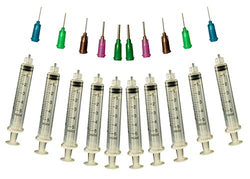 Creative Hobbies Glue Applicator Syringe for Flatback Rhinestones & Hobby Crafts, 5 Ml with Assorted Gauges of Precision Tips - Value Pack of 10