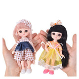 HUIEU 16cm Doll Blue Eyes 13 Movable Joints 1/12 BJD Mini Doll Toys for Children Fashion Clothes DIY Dress Up Dolls for Girls Gift Window Decoration Crafts Cute (Color : 19)