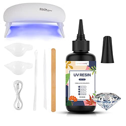 UV Resin Kit with Light(100g) Crystal Clear Resin Kit,Resin Accessories Use,Resin for Resin Casting & Coating,DIY Jewelry Making,for Art Craft Beginner UV Resin Jewelry Making Kit