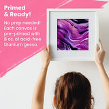 Chalkola Black Canvas for Painting - 25 Pack Square Canvas Panels - 4x4, 6x6, 8x8, 10x10, 12x12 inch (5 Each) - Canvases are 100% Cotton, Primed, Acid Free Art Canvas Boards for Painting