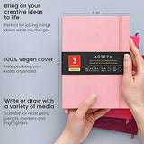 Arteza Journal Notebooks, Pack of 3, 6 x 8 inch, 96 Sheets, Light Pink, Dark Pink, and Maroon, Hardcover Notepads with Smooth Lined, Blank and Dotted Paper for Writing, Journaling