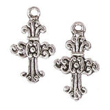 Bulk Buy: Darice DIY Crafts Cross Charms Antique Silver 16 x 22mm 8 pieces (6-Pack) 1970-37