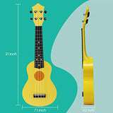 Soprano Ukulele Hawaiian Guitar Musical Instrument with Nylon Strings for Beginners Kids Students, FUYXAN 21 Inch Ukulele Toy for Kids Starter Uke for Gift, Yellow
