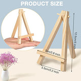 40 Pack 5 Inch Mini Wood Display Easel Artist Easel Triangle Cards Stand Small Tabletop Painting Wood Easel Holder Stand Mini Tripod Easel Stand Portable Crafts Easels for Kids Party Display Supply
