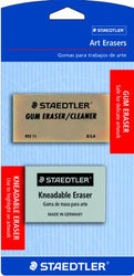 Staedtler Art Erasers, 1 ea Kneadable Eraser and 1-Each Art Gum Eraser, 525925BK