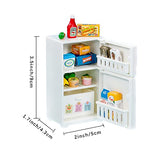 21 Pcs Mini House Miniature Refrigerator with Mini Food Set Mini Kitchen Furniture Fridge Decorations Miniature Food with Juice Milk Ice Creams Vegetables