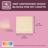 Unfinished Wood Blocks for DIY Crafts, Sign Block, Kids Games (5x5 in, 4-Pack)