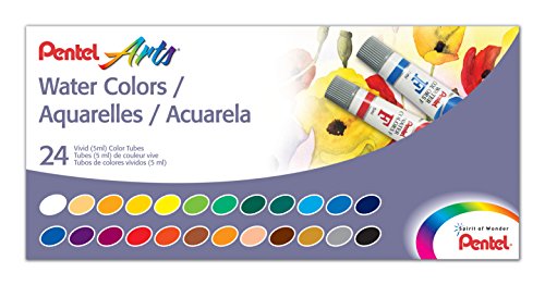 Pentel Arts Water Colors, Assorted Colors, Pack of  24 (WFRS-24)