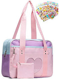 Japanese School Bag with Anime Sticker kawaii wallet tote bag aesthetic kawaii stuff backpack purse for women crossbody bags messenger bag aesthetic backpacks ITA cute bags girls Laptop Handbag,14'' Pink Purple