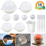 Sphere Silicone Resin Molds LET'S RESIN Round Silicone Mold, Epoxy Resin Ball Molds for Resin Jewelry, Soap Candle DIY, with Nonstick Silicone Mixing Cup