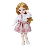 lahomia Fully Poseable Doll 3D Eyes Collector Doll 1/6 Scale Ball Jointed Doll 12 inch BJD Fashion Doll with JK Uniform Clothes Outfits - Gold