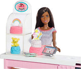 Barbie Cake Decorating Playset with Brunette Doll, Baking Island with Oven, Molding Dough and Toy Icing Pieces for Kids 4 to 7 Years Old