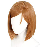 JoneTing Dark Orange Wig with Bangs Cosplay Costume Synthetic Short Bob Straight Wigs for Halloween Cosplay