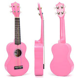 CLOUDMUSIC Soprano Ukulele Princess Pink With Aquila Kids Educational Color Strings New Nylgut Strings For Kids Children Beginner (Pink)