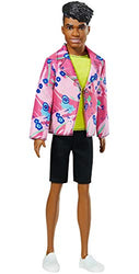 Barbie Ken 60th Anniversary Doll in Throwback Rocker Derek Look with Neon Top, Shorts & Shoes for Kids 3 to 8 Years Old