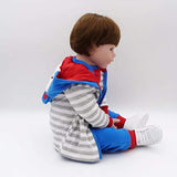 Binxing Toys Reborn Toddlers 24inch Boy Brown Hair Blue and Red Stripe Monkey Pattern Outfit Adorable Realistic Cute Baby for Child Age 5+ (Monkey)