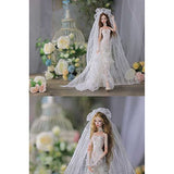 KDJSFSD 1/4 BJD Doll Bride Full Set 38.5 cm 15.1" Ball Jointed SD Dolls DIY Handmade Toy with White Wedding Dress Shoes Wig Makeup Surprise Gift Toy