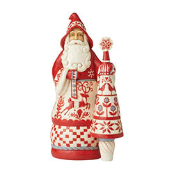 Enesco Jim Shore Heartwood Creek Nordic Noel Santa with Tree Warm and Cozy Figurine, 10.25" H, Multicolor