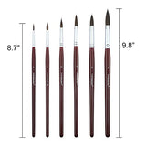 Transon 6pcs Artist Round Paint Brush for Watercolor Gouache Ink Acrylic Painting Squirrel Hair Short-Handle