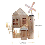 Pica Toys 3D Wooden House with Solar Windmill and Electric Light | Physical Circuit Education Building Model - Pure Real Wood Science Stem Kit | DIY Creative Experiment