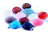 12pcs Rose Flower Shape Gemstone Handmade Carved Healing Chakra Beads Crystal Quartz DIY Stone