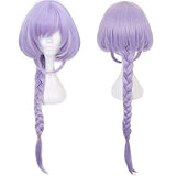 ANOGOL Wig Cap+Purple Short Bob Wigs with Braided for Lolita Cosplay Wig for Girls Anime Wig Hair