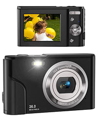 Digital Camera, Lecran Kids Camera FHD 1080P 36.0 Mega Pixels Vlogging Camera with 16X Digital Zoom, LCD Screen, Compact Portable Mini Cameras for Teens, Beginners, Students, Kids (Black)