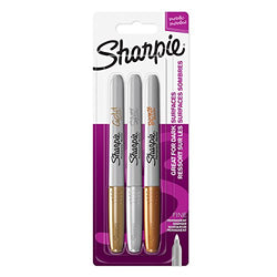 Sharpie Permanent Markers, Fine Tip - Assorted Metallic Colours, Pack of 3