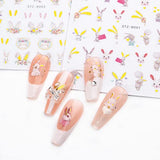 JMEOWIO 8 Sheets Easter Nail Art Stickers Decals Self-Adhesive Pegatinas Uñas Rabbit Carrot Egg Nail Supplies Nail Art Design Decoration Accessories