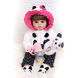 Reborn Baby Dolls 18 inch Realistic Baby Girls Dolls Lifelike Soft Vinyl Silicone Baby Dolls for 3+ Year Old Girls（Panda Toy Not Include）