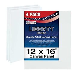 U.S. Art Supply 12 X 16 inch Professional Artist Quality Acid Free Canvas Panel Boards for Painting 4-Pack (1 Full Case of 4 Single Canvas Board Panels)
