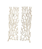 Deco 79 Aluminum Coral Inspired Wall Decor, Set of 2 10"W, 34"H, Silver