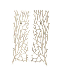 Deco 79 Aluminum Coral Inspired Wall Decor, Set of 2 10"W, 34"H, Silver