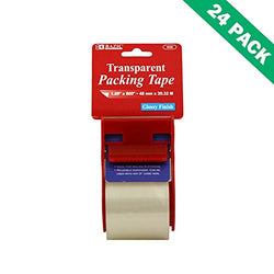 Packing Tape Dispenser, Bazic Clear Premium Packing Tape 24 Pack for Packaging