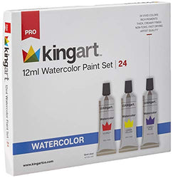 KINGART 514-24 12mll Set, Set of 24 Watercolor Paint, Assorted 24 Piece