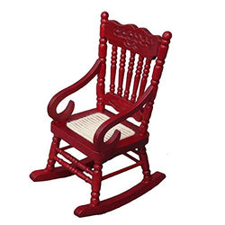 CuteExpress Miniature Rocking Chair 1:12 Scale Dollhouse Accessories Tiny Furniture Model for Doll House Toy Home Decoration Scene Shooting (Red)
