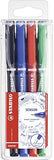 Stabilo Sensor Fineliner Cushioned-tip Pens, 0.3 mm - 4-Color Wallet Set