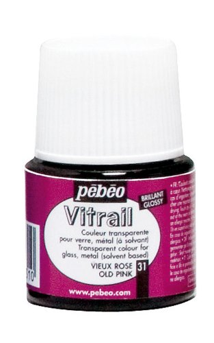 Pebeo 050-031CAN Vitrail Stained Glass Effect Glass Paint 45-Milliliter Bottle, Old Pink