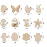 Max Fun 60PCS DIY Easter Wood Cutouts Egg Ornaments for Crafts with Bunny Unfinished to Paint for Kids Easter Party Decorations Decor Hanging Egg Shapes with Drawing Pen and Hang Cords