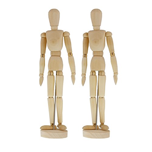 US Art Supply Wood 8" Artist Drawing Manikin Articulated Mannequin with Base and Flexible Body -