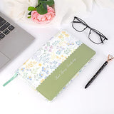 Aifieeg,Fairy Butterfly flora Faux A5 Leather Journal notebook, ,Personal Planner Organizers,Beautiful Hardcover Journals to Write in, 6x8 Cute Writing Journal for Women or Men(Green Flower- Bullet Dotted Grid, wide Lined, Blank Inner Pages 3 in 1)