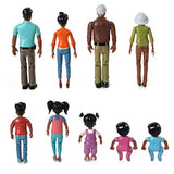 Beverly Hills Doll Collection Sweet Li'l Family African American Dollhouse People Set of 9 Action Figure Set - Grandpa, Grandma, Mom, Dad, Sister, Brother, Toddler, Twin Boy & Girl